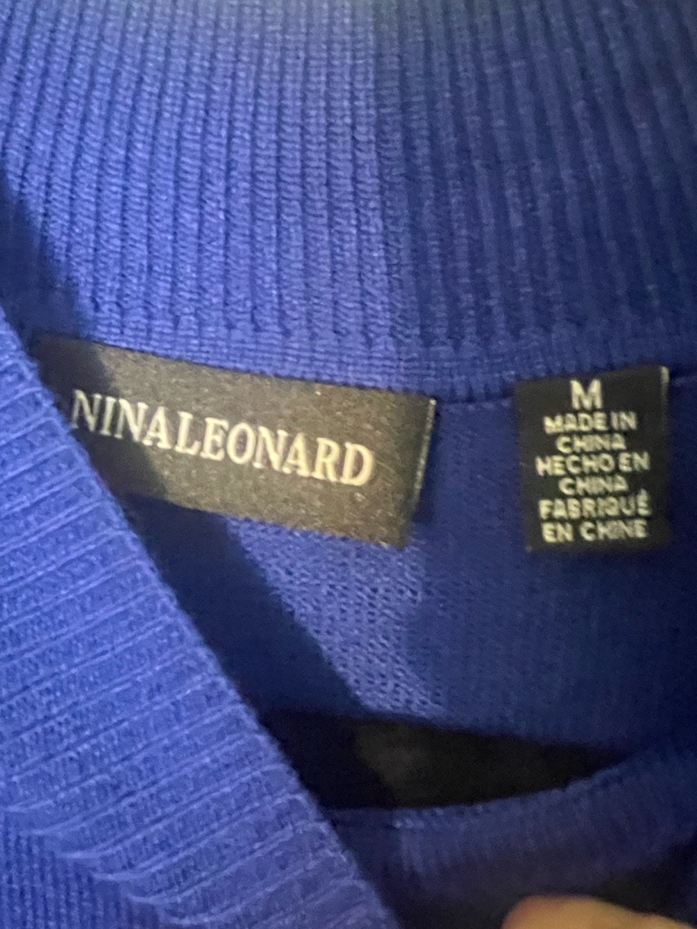 NWT-Nina Leonard Long Sleeve Pleated Midi Dress - Blue size medium - Picture 7 of 8